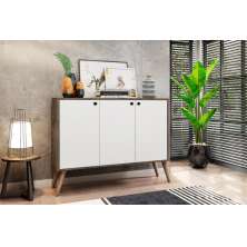 Aparador para Sala 3 Portas Castani com Branco Bela Casa