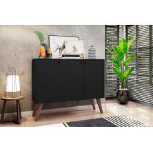 Aparador para Sala 3 Portas Congo Preto Bela Casa