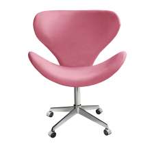 Cadeira de Escritório Ísis Giratória Com Rodízio - Suede Rosa