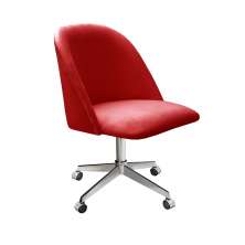 Cadeira de Escritório Gaia Giratória Com Rodízio - Suede Vermelho