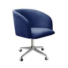 Cadeira de Escritório Giratória Com Rodízio Atenas - Suede Azul
