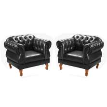 Conjunto 2 Poltronas Duquesa 1 Lugar Chesterfield Capitonê - Preto