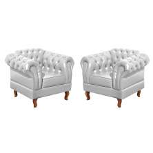 Conjunto De 2 Poltronas Dom Pedro Chesterfield Capitonê - Branco