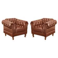 Conjunto De 2 Poltronas Dom Pedro Chesterfield Capitonê - Caramelo