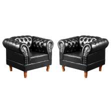 Conjunto De 2 Poltronas Dom Pedro Chesterfield Capitonê - Preto