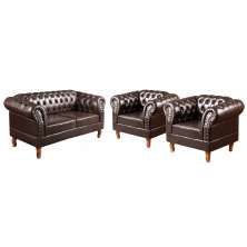 Conjunto De Poltronas E Sofá Dom Pedro 2 Lugares Chesterfield Capitonê - Café