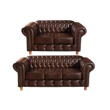 Conjunto De Sofá 2 E 3 Lugares Luís Xv Chesterfield Capitonê - Courìssimo Café