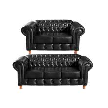 Conjunto De Sofá 2 E 3 Lugares Luís Xv Chesterfield Capitonê - Courìssimo Preto