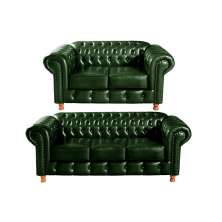 Conjunto De Sofá 2 E 3 Lugares Luís Xv Chesterfield Capitonê - Courìssimo Verde