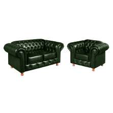 Conjunto De Sofá 2 Lugares E Poltrona Chesterfield Capitonê Luís Xv - Couríssimo Verde