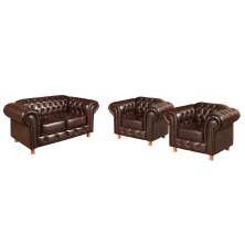 Conjunto De Sofá 2 Lugares E Poltronas Decorativa Chesterfield Capitonê Luís Xv - Café