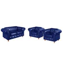 Conjunto De Sofá 2 Lugares E Poltronas Decorativa Chesterfield Capitonê Luís Xv - Couríssimo Azul
