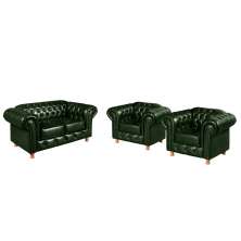 Conjunto De Sofá 2 Lugares E Poltronas Decorativa Chesterfield Capitonê Luís Xv - Couríssimo Verde