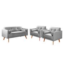 Conjunto De Sofá 2 Lugares E Poltronas Luma - Linho Cinza