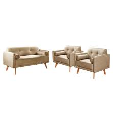 Conjunto De Sofá 2 Lugares E Poltronas Luma - Linho Marrom