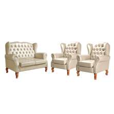 Conjunto Imperador Sofá Chesterfield Decoração Retrô Vintage - Couríssimo Bege