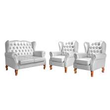 Conjunto Imperador Sofá Chesterfield Decoração Retrô Vintage - Couríssimo Branco 