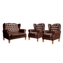 Conjunto Imperador Sofá Chesterfield Decoração Retrô Vintage - Couríssimo Café