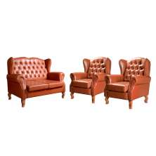 Conjunto Imperador Sofá Chesterfield Decoração Retrô Vintage - Couríssimo Caramelo