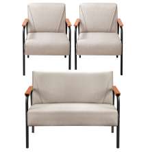 Conjunto Namoradeira 2 Lugares E 2 Poltronas Decorativas Jade - Linho Bege