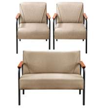 Conjunto Namoradeira 2 Lugares E 2 Poltronas Decorativas Jade - Linho Marrom
