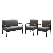 Conjunto Namoradeira 2 Lugares E 2 Poltronas Decorativas Jade - Suede Cinza