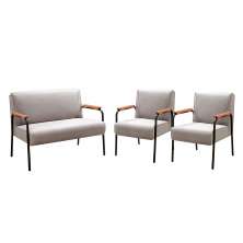 Conjunto Namoradeira 2 Lugares E 2 Poltronas Decorativas Jade - Veludo Capuccino