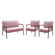 Conjunto Namoradeira 2 Lugares E 2 Poltronas Decorativas Jade - Veludo Rosê
