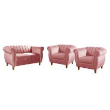 Conjunto Realeza Sofá com Poltronas Chesterfield Decoração Sala Recepção - Suede Rosa