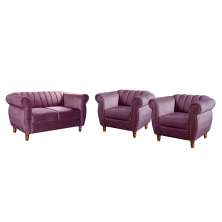 Conjunto Realeza Sofá com Poltronas Chesterfield Decoração Sala Recepção - Veludo Roxo