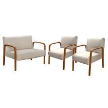 Conjunto Sofá 2 Lugares E 2 Poltronas Decorativas Anita - Linho Bege