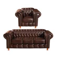 Conjunto Sofá 3 Lugares Chesterfield Capitonê E Poltrona Luís Xv - Couríssimo Café
