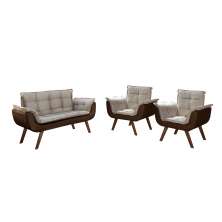 Conjunto de Poltronas Decorativas Bella Opala 3 Peças - Marrom C/ Capuccino