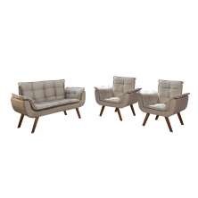 Conjunto de Poltronas Decorativas Bella Opala 3 Peças - Veludo Capuccino
