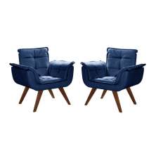 Kit 02 Poltronas Bella Opala - Suede Azul Marinho