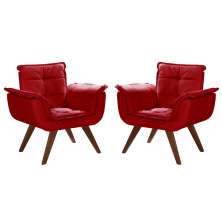 Kit 02 Poltronas Bella Opala - Suede Vermelho