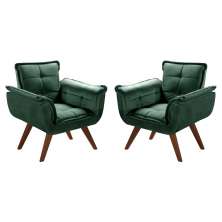 Kit 02 Poltronas Bella Opala - Veludo Verde