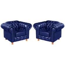 Kit 02 Poltronas Decorativa Chesterfield Capitonê Luís Xv - Couríssimo Azul