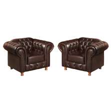 Kit 02 Poltronas Decorativa Chesterfield Capitonê Luís Xv - Couríssimo Café