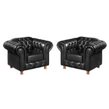 Kit 02 Poltronas Decorativa Chesterfield Capitonê Luís Xv - Couríssimo Preto