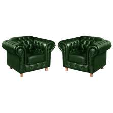 Kit 02 Poltronas Decorativa Chesterfield Capitonê Luís Xv - Couríssimo Verde