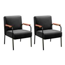 Kit 02 Poltronas Decorativas Jade Braço Fixo Preto - Veludo Preto