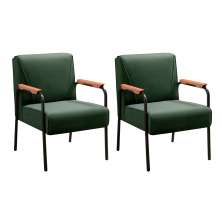 Kit 02 Poltronas Decorativas Jade Braço Fixo Preto - Veludo Verde