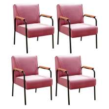 Kit 04 Poltronas Decorativas Jade Braço Fixo Preto - Suede Rosa
