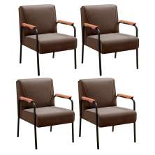 Kit 04 Poltronas Decorativas Jade Braço Fixo Preto - Veludo Marrom