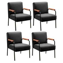 Kit 04 Poltronas Decorativas Jade Braço Fixo Preto - Veludo Preto