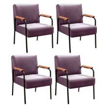 Kit 04 Poltronas Decorativas Jade Braço Fixo Preto - Veludo Roxo