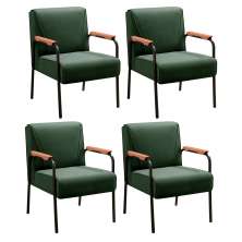 Kit 04 Poltronas Decorativas Jade Braço Fixo Preto - Veludo Verde