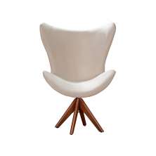 Poltrona Alice Egg Lisa Base Giratória De Madeira - Suede Bege Claro