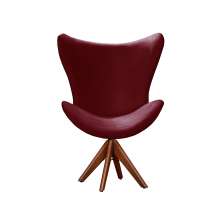 Poltrona Alice Egg Lisa Base Giratória De Madeira - Suede Bordô